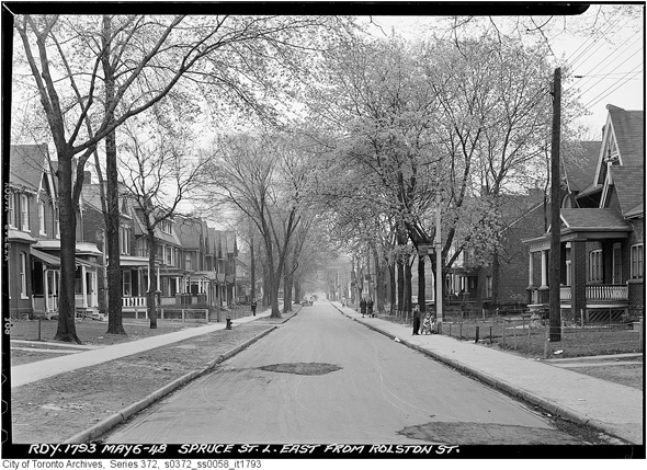 Toronto, Cabbagetown, Don Vale, Spruce Street, Rolston Street, Victorian architecture, gentrification, urban renewal, 1948
